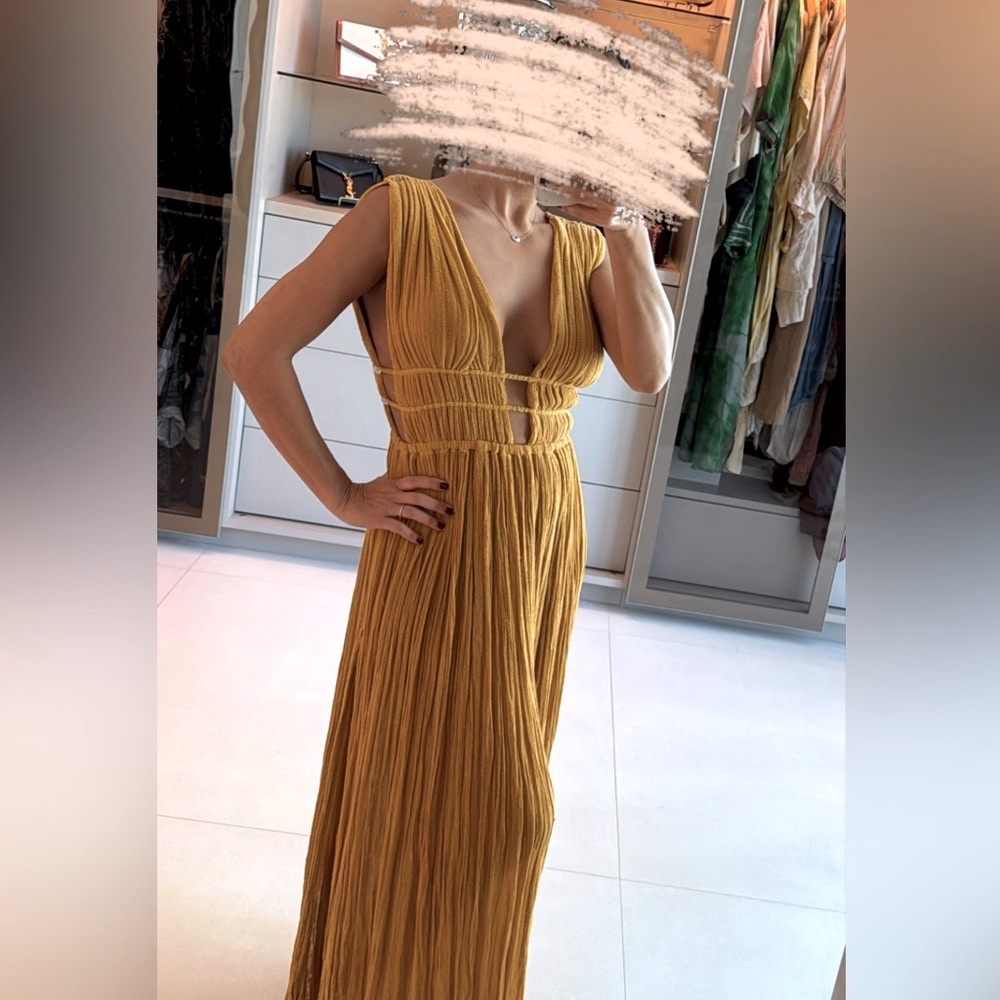Elegant mustard color Maxi Dress
